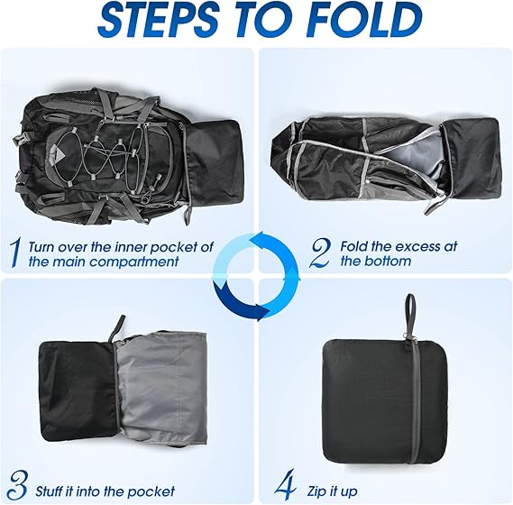 Hiking Backpack 40L Lightweight Foldable Backpack for Men Women Durable Water Resistant Daypack Rucksack for Camping Cycling Climbing Walking Mountaineer Outdoor Sports