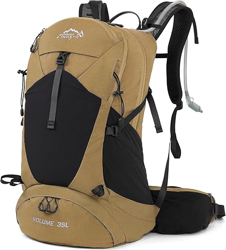 Hiking Backpack,35L Waterproof Hiking Daypack with 3L Water Bladder and Rain Cover, Lightweight Travel Camping Backpack for Men Women