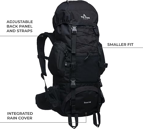 55L Scout Inner Frame Backpack for Hiking, Camping, Backpacking, Rain Cover