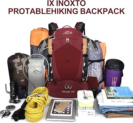 Hiking Backpack,35L Waterproof Hiking Daypack with 3L Water Bladder and Rain Cover, Lightweight Travel Camping Backpack for Men Women