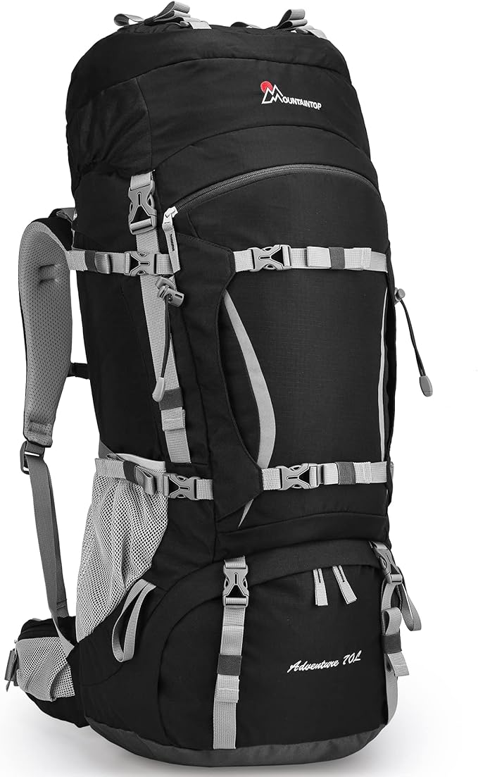 70L Hiking Backpack water-resistant Internal Frame Backpacks Large Trekking Mountaineering Rucksack with Rain Cover for Men Women Cover Outdoor