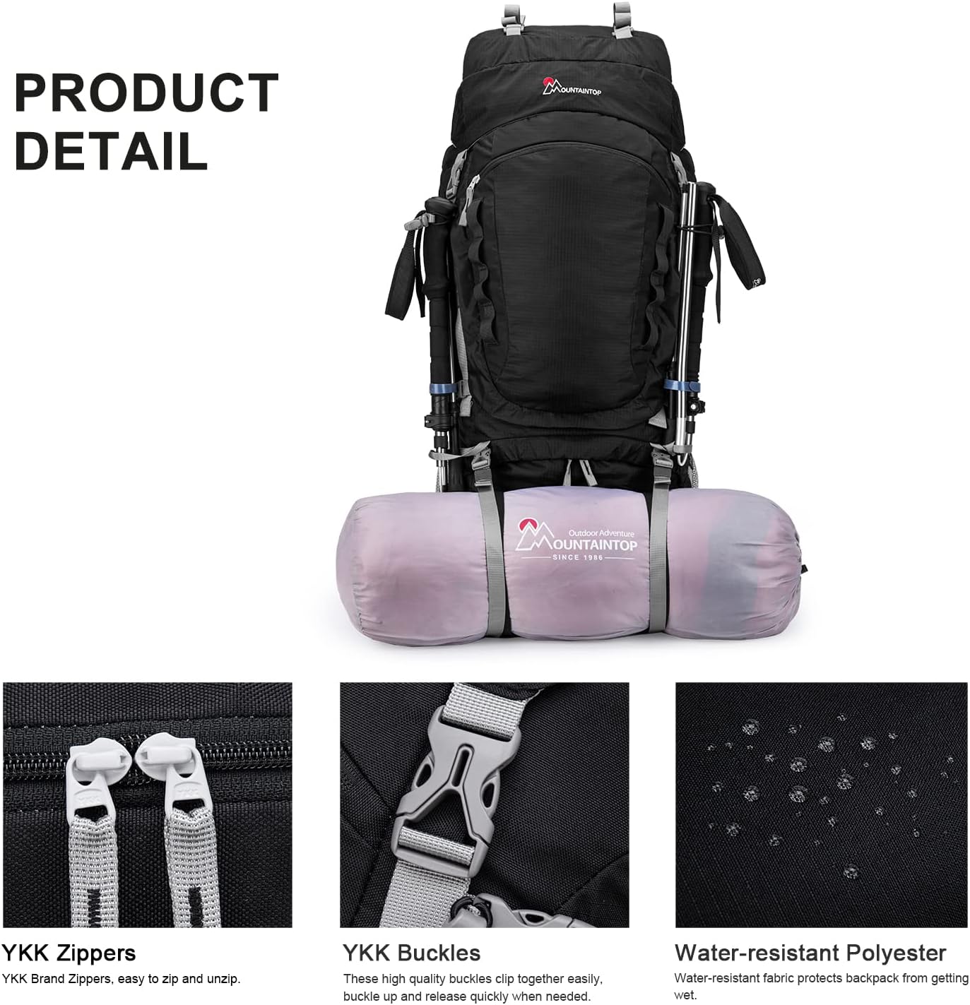 Hiking Backpack 80L Waterproof Mountaineering Backpack Large Camping Trekking Rucksack Multifunctional Climbing with Rain Cover