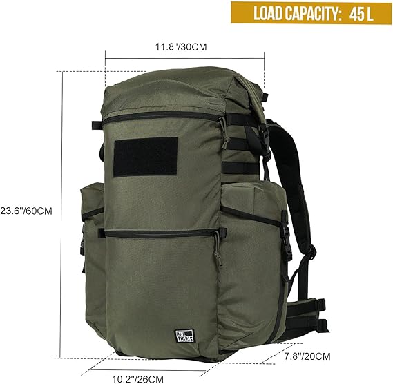 45L Men's Backpack, Hiking Backpack for Bushcraft Camping Hiking Backpacking Outdoors