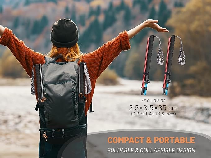 Trekking Poles adjust, Lightweight, AONIJIE Alloy & Carbon Hiking Poles, Adjustable 110 to 130cm Ultralight For Trial Running,Outdoor,Mountaineering Sticks,Colourful
