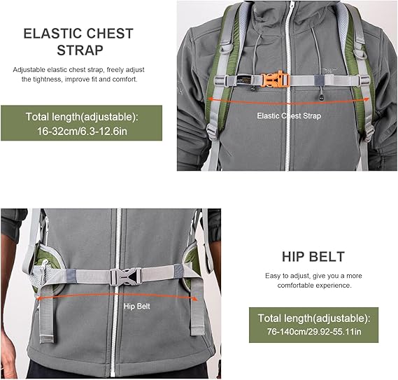 40L Hiking Backpacks Trekking Rucksack with Rain Cover Light Daypacks for Travel Camping Climbing Mountaineer Outdoor Sport