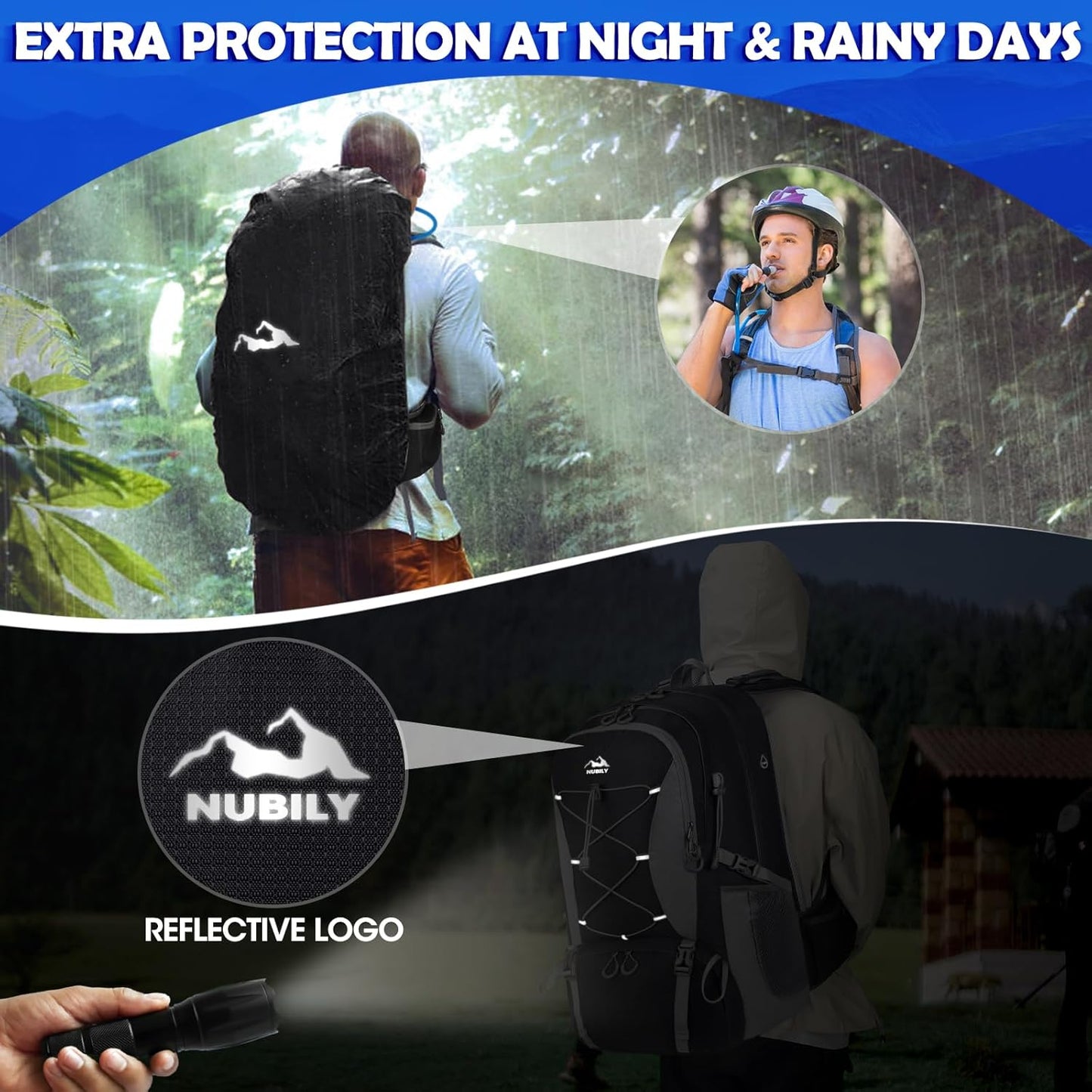 50L Hiking Backpack Waterproof Camping Backpack for Men Women Lightweight HIking Daypack Outdoor Travel Daypack