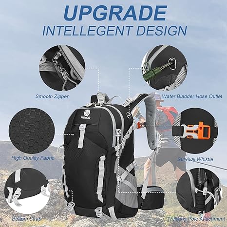 Hiking Backpack, 40L Lightweight Camping Backpack with Rain Cover, Water Resistant Large Hiking Bag Outdoor Travel Daypack for Men Women