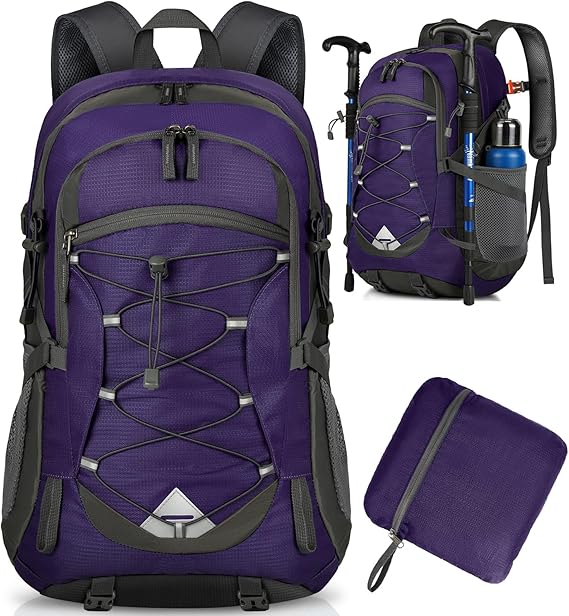 Hiking Backpack 40L Lightweight Foldable Backpack for Men Women Durable Water Resistant Daypack Rucksack for Camping Cycling Climbing Walking Mountaineer Outdoor Sports