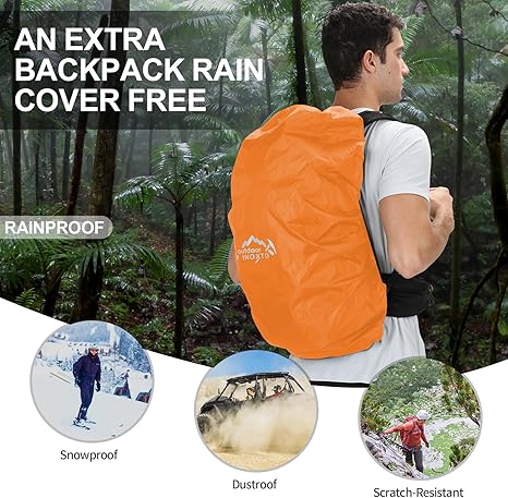 Hiking Backpack,35L Waterproof Hiking Daypack with 3L Water Bladder and Rain Cover, Lightweight Travel Camping Backpack for Men Women