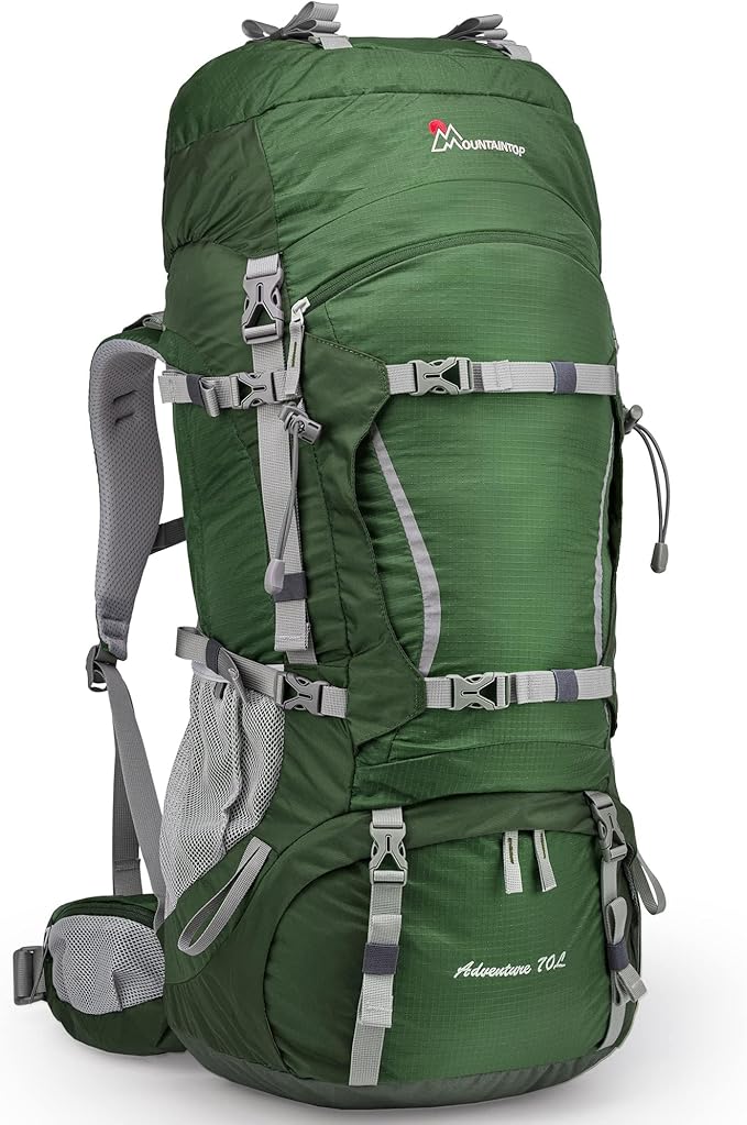 70L Hiking Backpack water-resistant Internal Frame Backpacks Large Trekking Mountaineering Rucksack with Rain Cover for Men Women Cover Outdoor