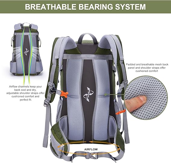 40L Hiking Backpacks Trekking Rucksack with Rain Cover Light Daypacks for Travel Camping Climbing Mountaineer Outdoor Sport