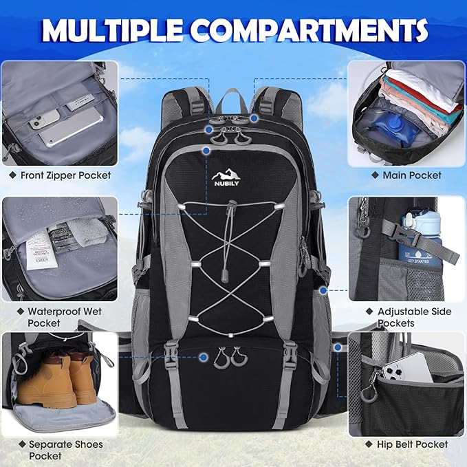 50L Hiking Backpack Waterproof Camping Backpack for Men Women Lightweight HIking Daypack Outdoor Travel Daypack