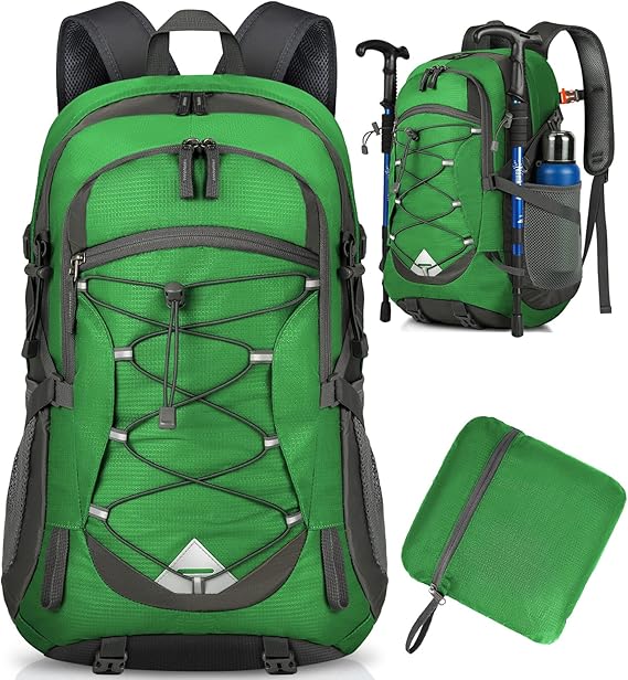 Hiking Backpack 40L Lightweight Foldable Backpack for Men Women Durable Water Resistant Daypack Rucksack for Camping Cycling Climbing Walking Mountaineer Outdoor Sports