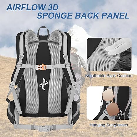 Hiking Backpack, 40L Lightweight Camping Backpack with Rain Cover, Water Resistant Large Hiking Bag Outdoor Travel Daypack for Men Women