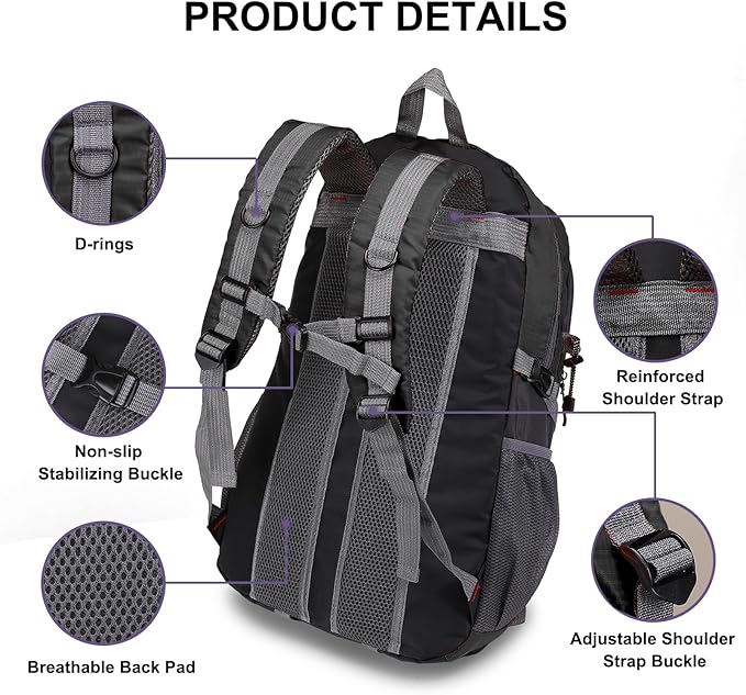 Hiking Backpack,40L Waterproof Lightweight Backpack for Hiking Camping Outdoor Sports,Travel Daypack Men Women