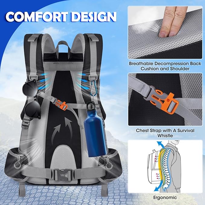 50L Hiking Backpack Waterproof Camping Backpack for Men Women Lightweight HIking Daypack Outdoor Travel Daypack