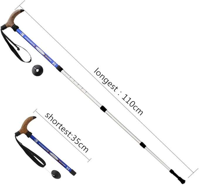 Cork Handle Retractable Aviation Aluminum Alloy Alpenstock Adjustable Telescopic Pole Anti Shock Walking Hiking Stick