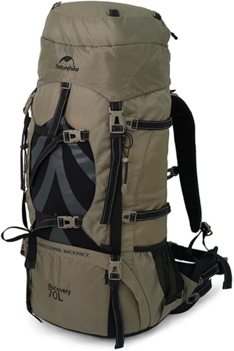 70+5L Lightweight Hiking Backpack, Ripstop Fabric - Lightweight CR Carrying System - Comfort Weight Bearing, Brown, Ultralight Hiking Backpack