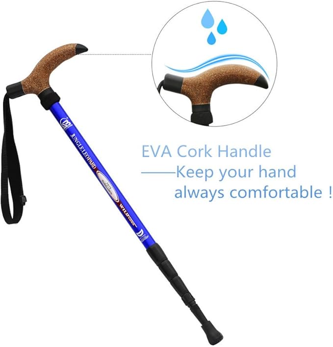 Cork Handle Retractable Aviation Aluminum Alloy Alpenstock Adjustable Telescopic Pole Anti Shock Walking Hiking Stick
