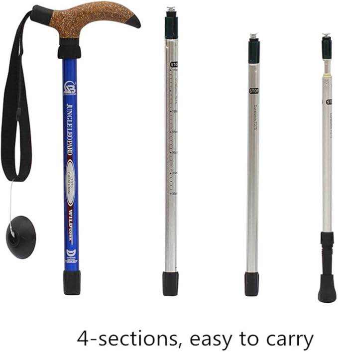 Cork Handle Retractable Aviation Aluminum Alloy Alpenstock Adjustable Telescopic Pole Anti Shock Walking Hiking Stick