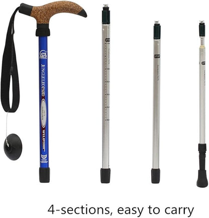 Cork Handle Retractable Aviation Aluminum Alloy Alpenstock Adjustable Telescopic Pole Anti Shock Walking Hiking Stick