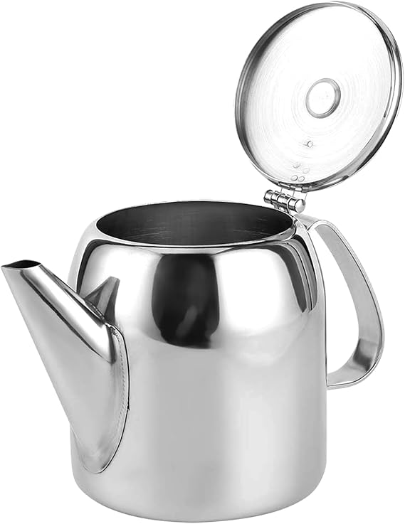 Tea Pot, Stainless Steel Teapot, 20oz Metal Tea Kettle Short Spout Tea Pot for Stovetop Home Kitchen Hotel Restaurant Camping