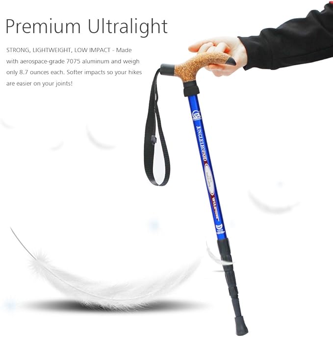Cork Handle Retractable Aviation Aluminum Alloy Alpenstock Adjustable Telescopic Pole Anti Shock Walking Hiking Stick