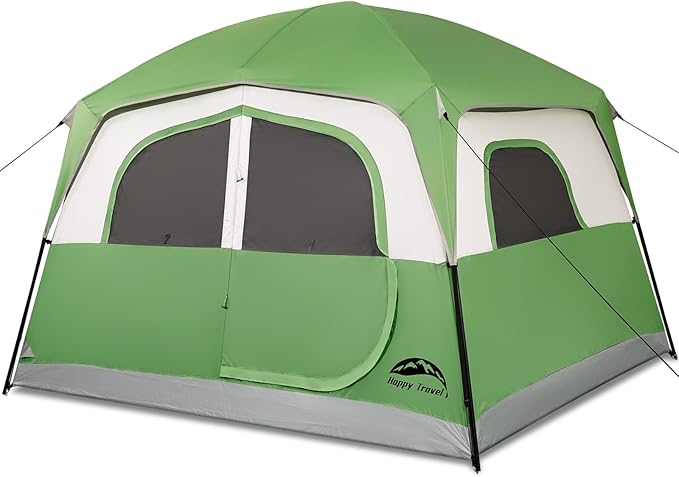 6 Person Camping Tent, Waterproof Easy Installation Camping Tent with Rainproof, Portable Large Family Cabin Tent with 5 Large Mesh Windows and Carrying Bag for Outdoor Camping and Hiking