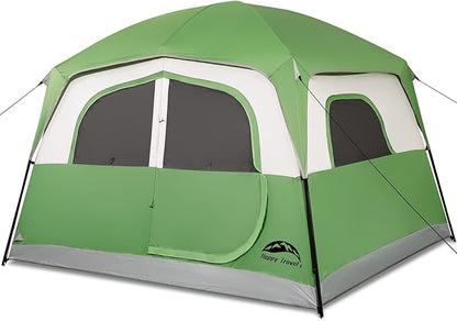 6 Person Camping Tent, Waterproof Easy Installation Camping Tent with Rainproof, Portable Large Family Cabin Tent with 5 Large Mesh Windows and Carrying Bag for Outdoor Camping and Hiking