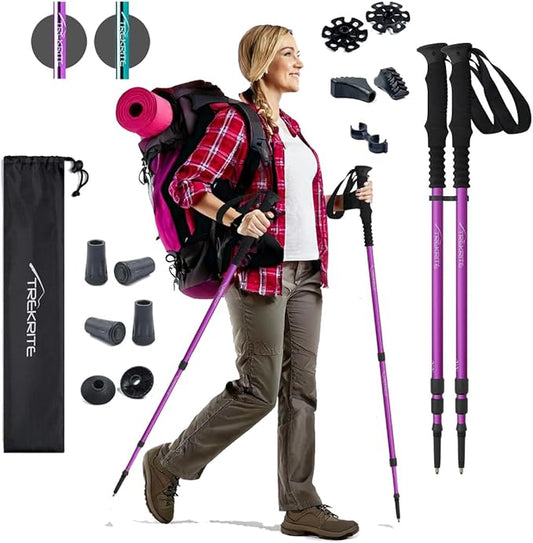 Premium Walking Poles Set for Women, Anti Shock Adjustable Hiking Sticks for Ladies, Reliable & Strong Aluminum Trekking Poles with Accessories from a UK Based Company