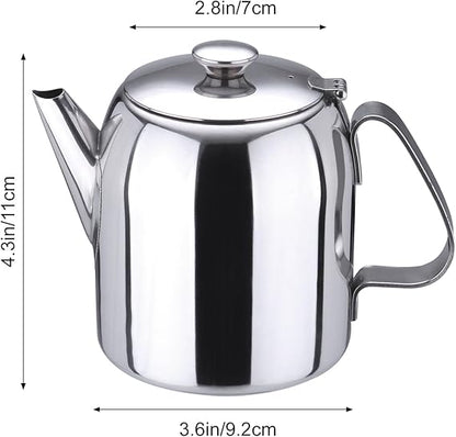 Tea Pot, Stainless Steel Teapot, 20oz Metal Tea Kettle Short Spout Tea Pot for Stovetop Home Kitchen Hotel Restaurant Camping