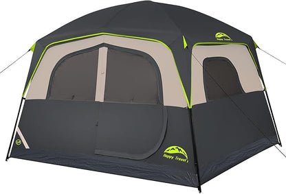6 Person Camping Tent, Waterproof Easy Installation Camping Tent with Rainproof, Portable Large Family Cabin Tent with 5 Large Mesh Windows and Carrying Bag for Outdoor Camping and Hiking
