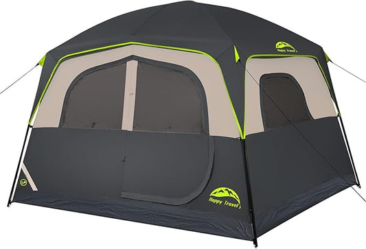 6 Person Camping Tent, Waterproof Easy Installation Camping Tent with Rainproof, Portable Large Family Cabin Tent with 5 Large Mesh Windows and Carrying Bag for Outdoor Camping and Hiking