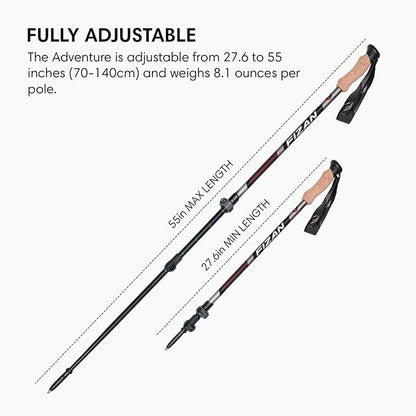 Trekking Poles – ultralight, backpacking, hiking poles, adjustable, foldable, customizable, cork grip, aluminum walking pole