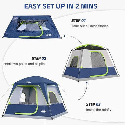 UNP 4-Person Tent, Portable Cabin Tent, Camping Tent 4-Person Easy Set Up, Waterproof with Top Rainfly for Outdoor Camping/Hiking