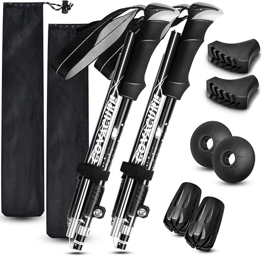 Trekking Pole Foldable Trekking Pole - Aluminum Alloy 7075 Trekking Pole Telescopic Foldable Tri-fold Design Hiking Equipment Suitable for Women Men, Hiking, Camping, Mountaineering