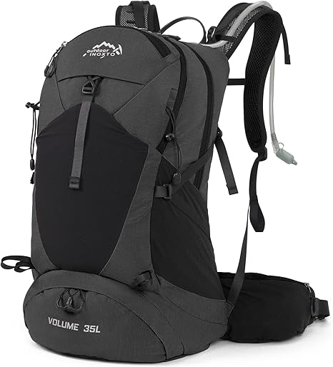 Hiking Backpack,35L Waterproof Hiking Daypack with 3L Water Bladder and Rain Cover, Lightweight Travel Camping Backpack for Men Women