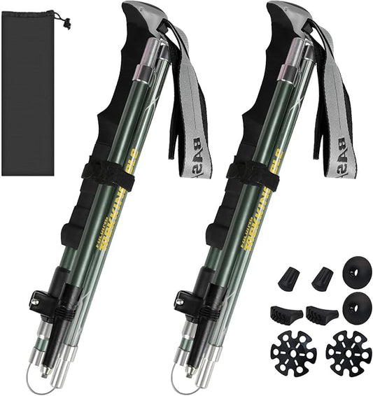 Hiking stick foldable hiking stick for men and women upgraded thickened aircraft grade aluminum alloy hiking stick with tip kit portable bag