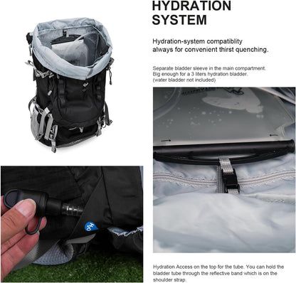 Hiking Backpack 80L Waterproof Mountaineering Backpack Large Camping Trekking Rucksack Multifunctional Climbing with Rain Cover