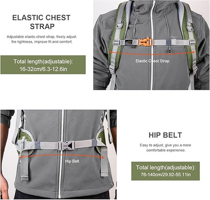 40L Hiking Backpacks Trekking Rucksack with Rain Cover Light Daypacks for Travel Camping Climbing Mountaineer Outdoor Sport