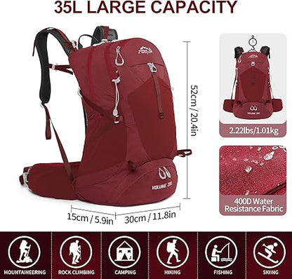 Hiking Backpack,35L Waterproof Hiking Daypack with 3L Water Bladder and Rain Cover, Lightweight Travel Camping Backpack for Men Women