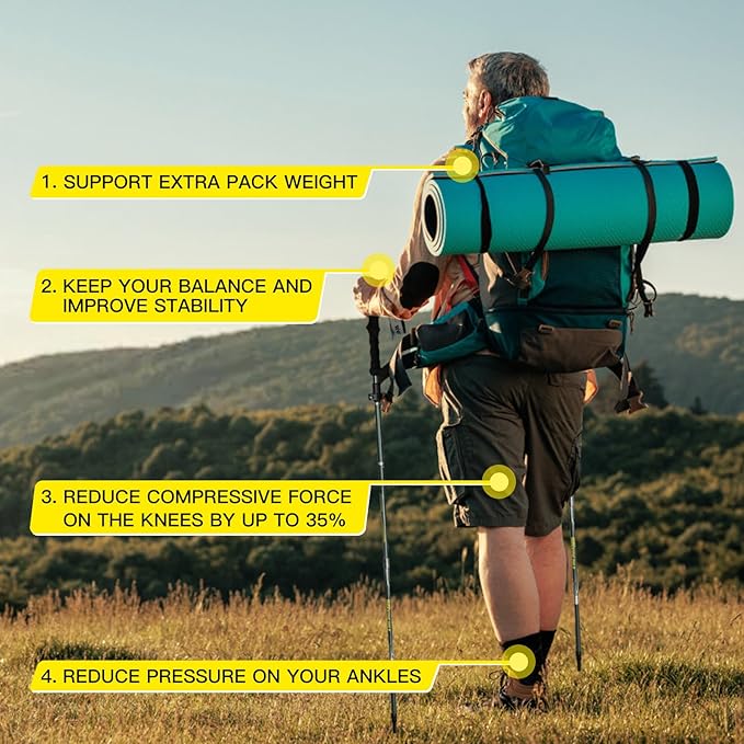 Hiking Poles Nordic Walking Poles Women and Men, Foldable Hiking Poles Telescopic 110-135 cm, Ultralight Trekking Poles Made of Aluminium, Clamp Closure with 4 Pairs of Rubber Buffers