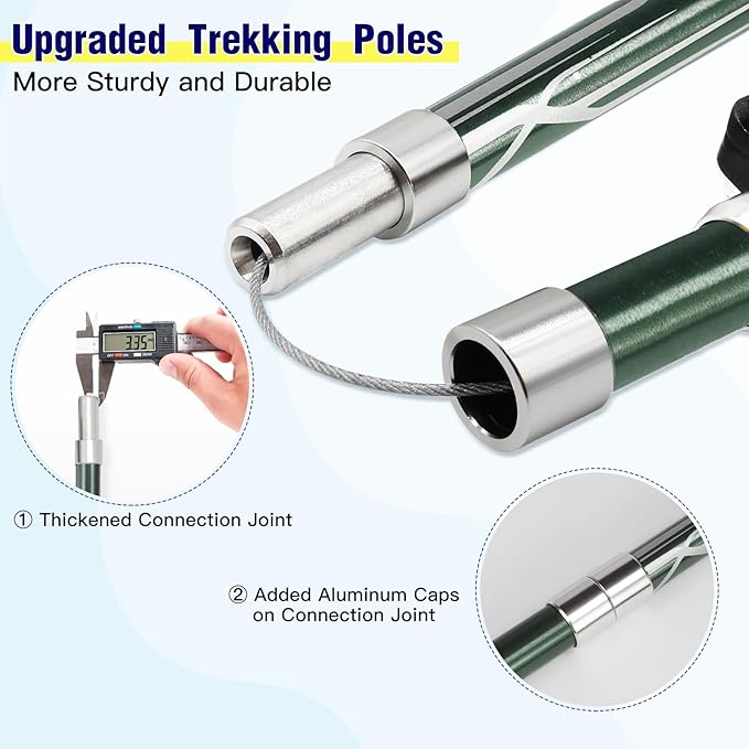 Hiking Poles Nordic Walking Poles Women and Men, Foldable Hiking Poles Telescopic 110-135 cm, Ultralight Trekking Poles Made of Aluminium, Clamp Closure with 4 Pairs of Rubber Buffers