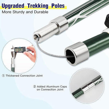 Hiking Poles Nordic Walking Poles Women and Men, Foldable Hiking Poles Telescopic 110-135 cm, Ultralight Trekking Poles Made of Aluminium, Clamp Closure with 4 Pairs of Rubber Buffers