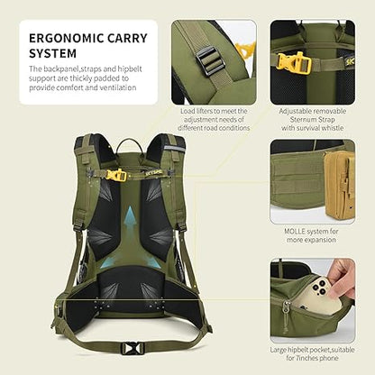 Hiking Backpack for Men Women, 35L Travel Backpack Waterproof Camping Backpack Outdoor Lightweight Daypack