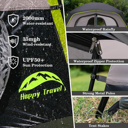 6 Person Camping Tent, Waterproof Easy Installation Camping Tent with Rainproof, Portable Large Family Cabin Tent with 5 Large Mesh Windows and Carrying Bag for Outdoor Camping and Hiking