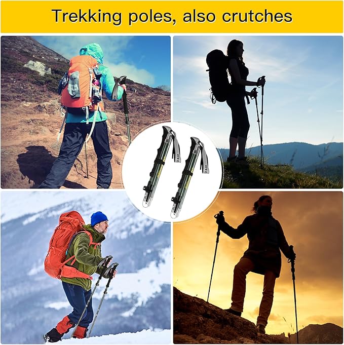 Hiking Poles Nordic Walking Poles Women and Men, Foldable Hiking Poles Telescopic 110-135 cm, Ultralight Trekking Poles Made of Aluminium, Clamp Closure with 4 Pairs of Rubber Buffers