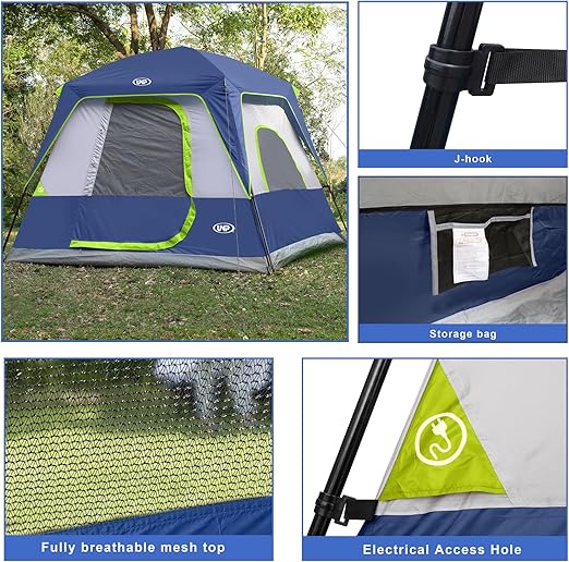 UNP 4-Person Tent, Portable Cabin Tent, Camping Tent 4-Person Easy Set Up, Waterproof with Top Rainfly for Outdoor Camping/Hiking